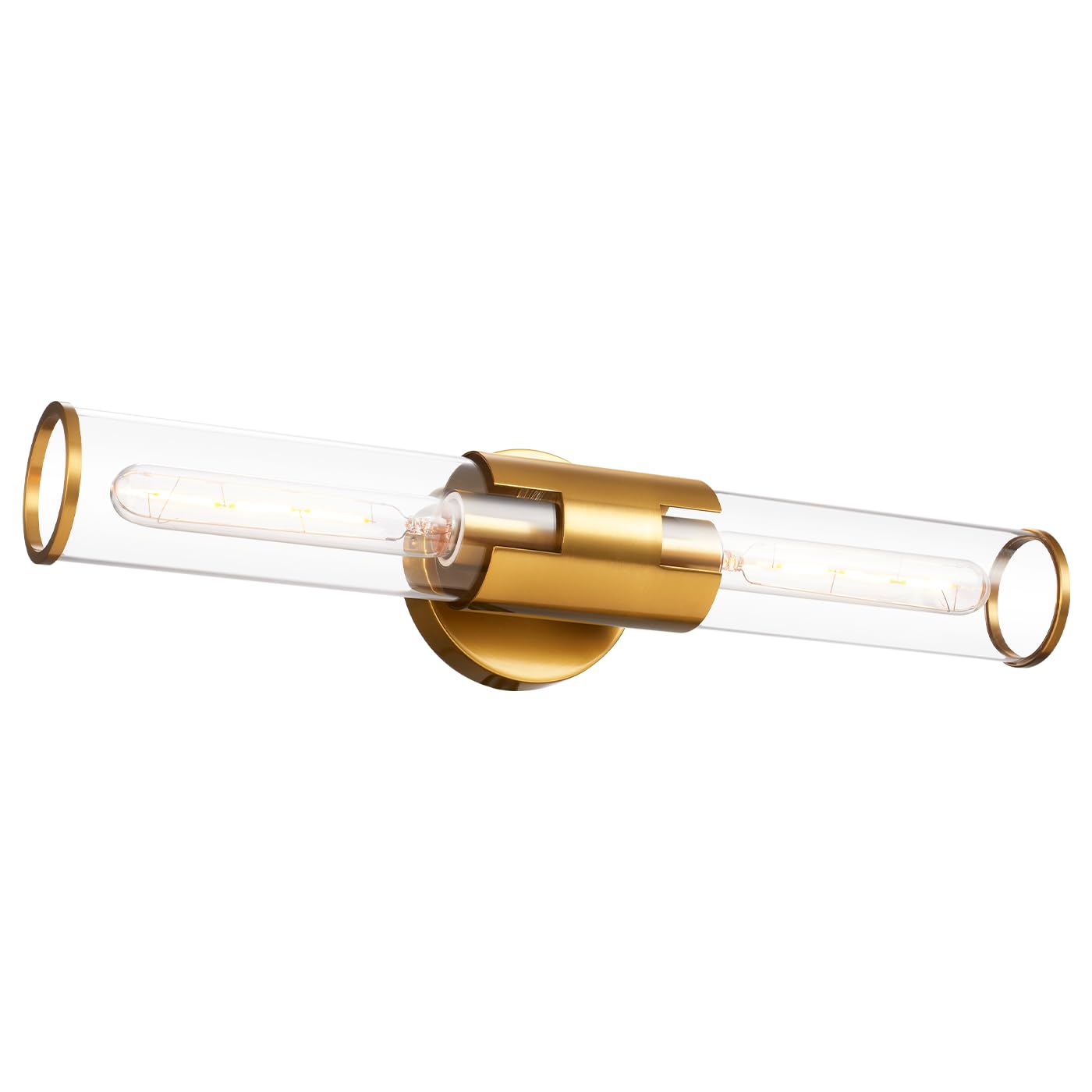 Hamilyeah Gold Vanity Sconce 2 Light, 21 inch Modern Bathroom Vanity Light Fixture Over Mirror, Industrial Glass Sconces Wall Lighting, Vanity Bar Lighting Fixture for Bedroom, Living Room, Kitchen