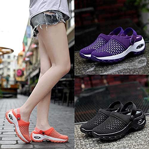 FTIK Mesh Orthopedic Walking Sandals, Air Cushion Sandals, Womens Walking Shoes Slip On Lightweight Breathable Ladies Comfy Casual Slipper Mesh Tennis Sandals Outdoor Gym Running Sneakers 36 Orange