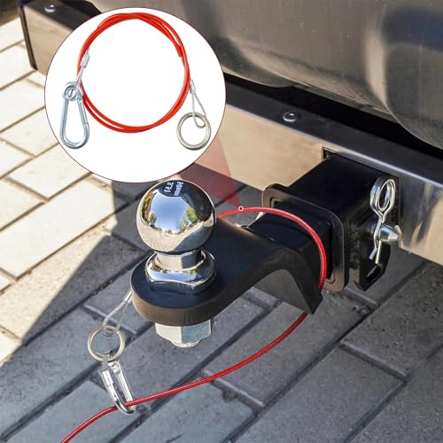 GOIEHIR Abreißseil, 2 Stück Anhänger Fangseil,1m Abreißseil Karabiner, Breakaway Ropes for Trailers, Bremsseil mit Gabelkopf und Karabiner, Abreisseil für Anhänger, Rot