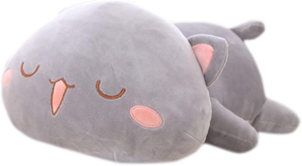 Hsfeo ねこ ぬいぐるみ 抱き枕 おもちゃ 可愛い プレゼント 癒し効果 ねそべり こども 誕生日 記念日 クリスマス 贈り物 お祝い インテリア ふわふわ 赤ちゃん 彼女 抱き心地 もちもち グレー2 30cm Faz Co Zm