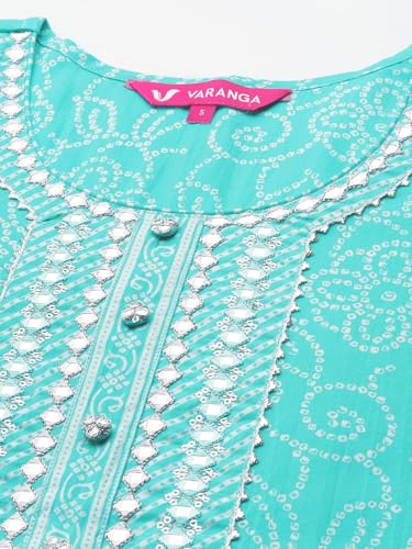 Kurta bleu d'exception brodé main ensemble pantalon coton Varanga S