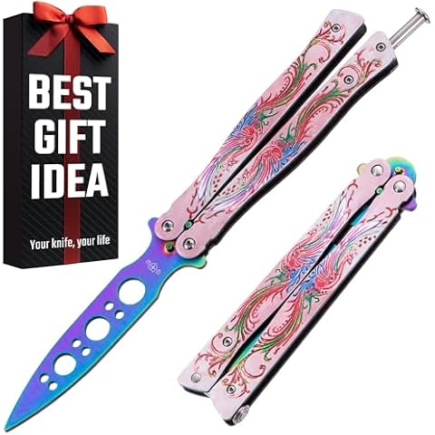 GOOD WORKER Butterfly Trainer - Balisong Trainer - Practice Butterfly - Balisong Butterfly Knives NOT Real NOT Sharp Blade - Dull Trick Butterfly - Butter Fly Training CSGO K18D Cover
