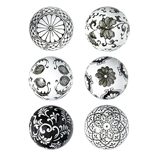 Ka Home Black Porcelain Orbs Decorative Balls Small Ceramic Spheres for Centerpiece or Individual Use Ideal for Use in Tray Bowl or Basket Decor 3 inches Each Set of 6