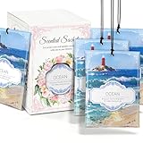YAXUNDZ Ocean Sachets for Drawers and Closets - 12 Pack Long Lasting Odor Eliminator Bags, Natural Fresh Scent for Wardrobe, Storage, Car & Home, Air Freshener Sachets
