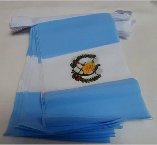 Guatemala 19.7 ft BUNTING Flag 20 banderas 9'' x 6'' - Banderas de cuerda guatemalteca 5.9 x 8.3 in - AZ FLAG