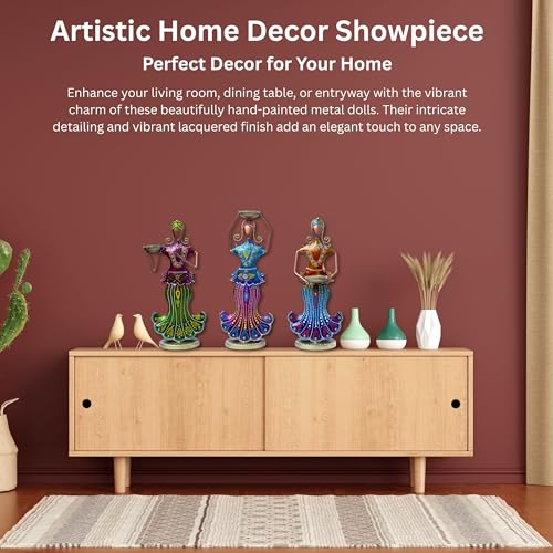 Metal Tealight Candle Holder Dolls Set - Multicolor Home Decor Showpiece Figurines, Tabletop Candle Stand for Living Room, Diwali Gifts, Anniversary Presents (3 Dolls) — photo — 8 of 9