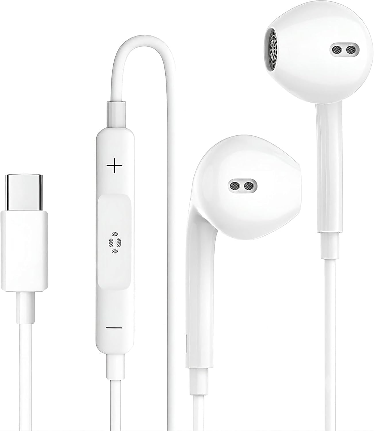 USB C Earbuds Wired with Mic & Volume Control, Type C Headphones Stereo Sound Earphones Compatible with iPhone 15/16 Series, Samsung Galaxy S24/S23, Pixel, iPad