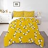 Feelyou Cute Bees Comforter Set - Twin Size, Cartoon Bee & Flowers Bedding Set, Nature Spring Garden Decorative Comforter for Kids, Girls & Boys - Yellow & Black Comforter with Inner Fill #5