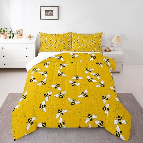 Image of Feelyou Cute Bees Comforter Set Twin Size for Kids Girls Boys