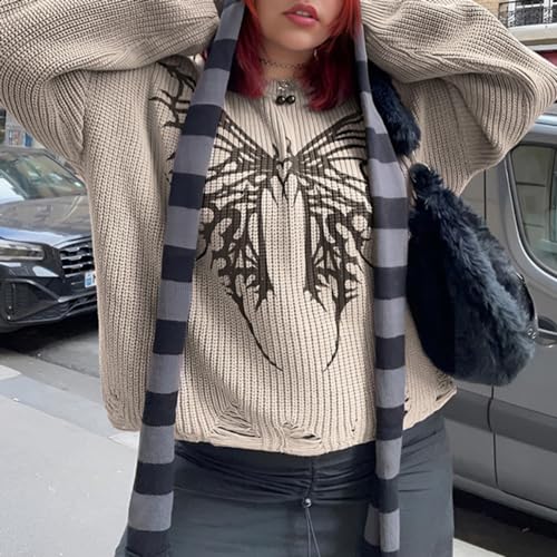 Pokn Y2K Butterfly Sweaters Pullover Graphic Sweaters Casual Emo Sweaters Aesthetics Sweater Knitwear Gothic Sweaters thumb #2