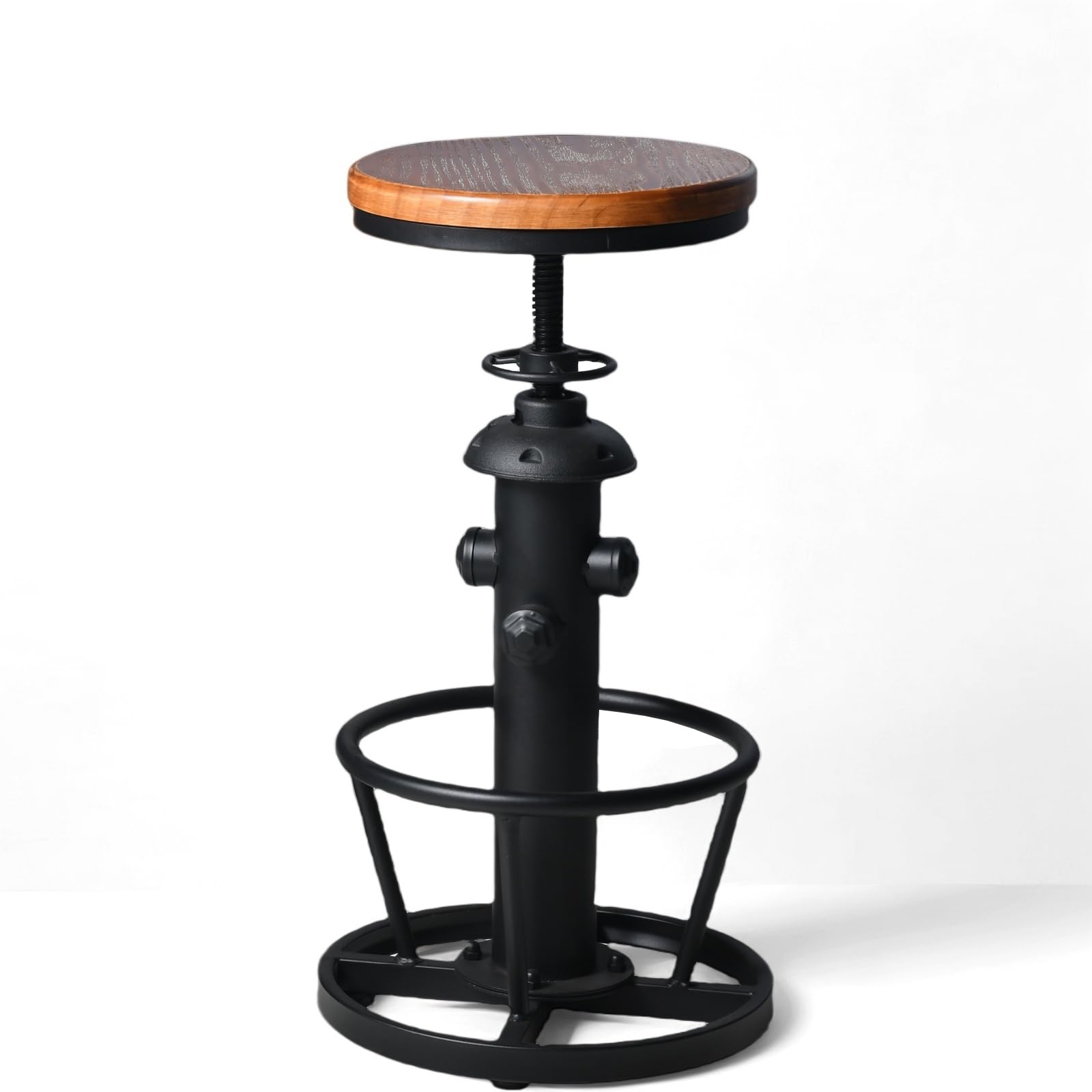 BOKKOLIK Industrial Bar Stools Kitchen Island Dining Chairs Swivel Wooden Seat Bar Counter Height Adjustable 25-31inch