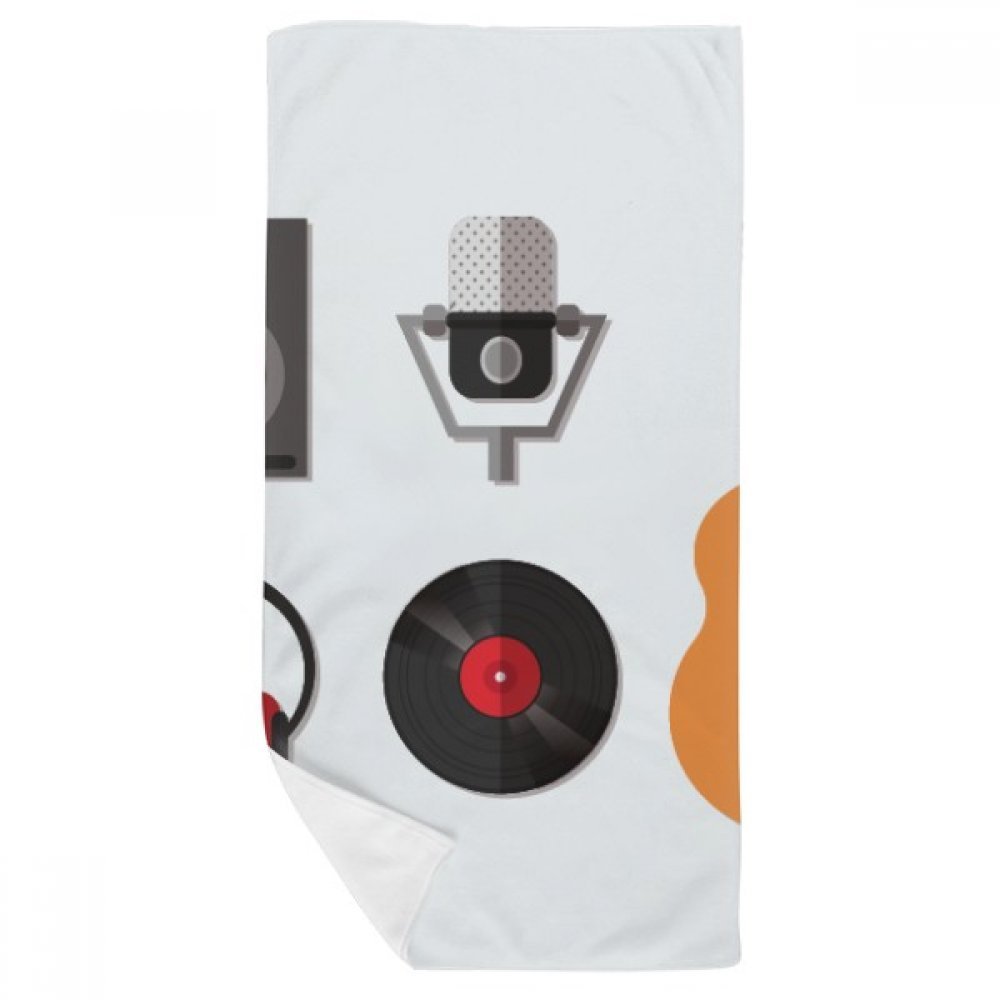 Serviette de bain motif guitare et casque 35x70cm cadeau original pour passionné de musique