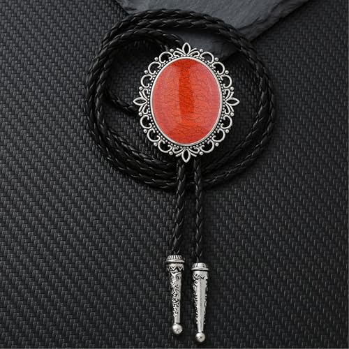 Image of Jeilwiy Bolo Tie for Men Real Stone Westwern Cowboy Ties Silver Bolos Women Leather Necktie Gift for Birthday Christmas
