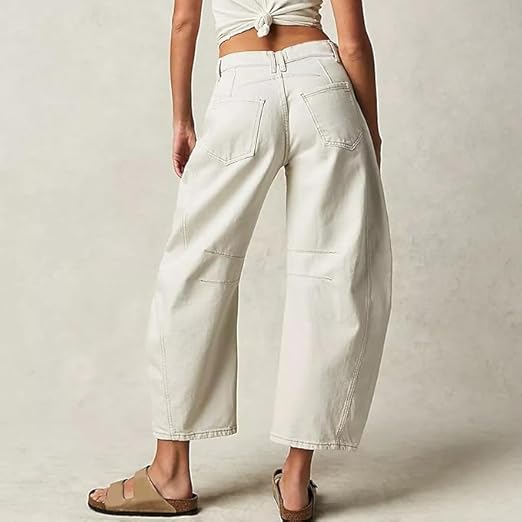 AALLYN Women's Baggy Barrel Leg Pants Mid Rise Jeans Wide Leg Loose Boyfriend Denim Harem Cropped Pants Y2k Baggy Vintage Barrel Jeans, Blue