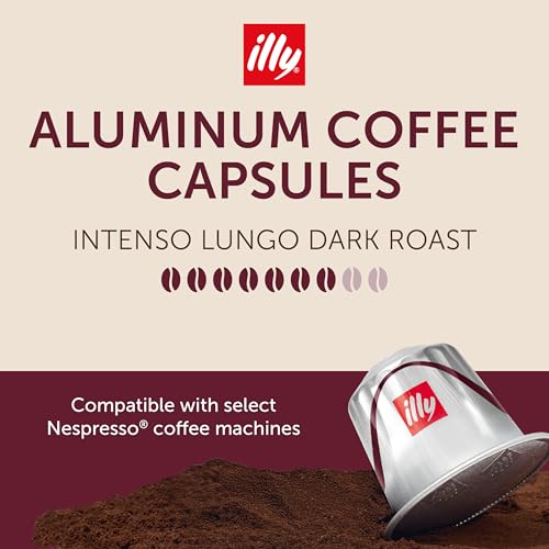 Image of illy Espresso Compatible Capsules, Coffee Pods for Nespresso Original Line Machine, Intenso Lungo Dark Roast, 100% Arabica, Premium Italian Coffee, Single Serve, 10 Count, 5 Pack | Coffee Pods for Espresso Original Line, Compatible Capsules, 100% Arabica, Premium Italian Coffee