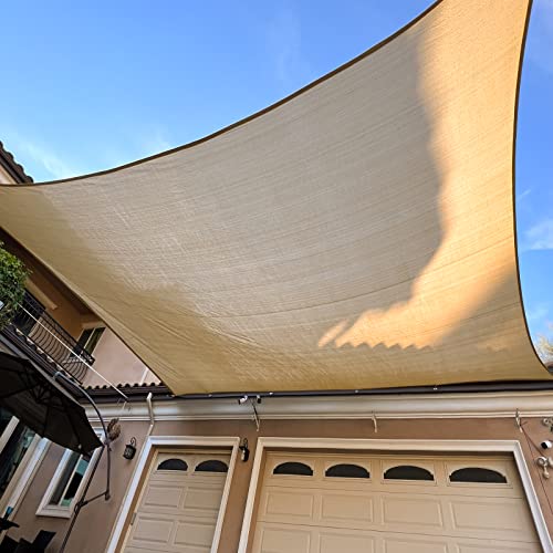 Sun Shade Sail, 8' X 10' Rectangle Shade Sail with Grommets Pergola Shade Cover, Sun Shade Cloth for Patio Carport Yard Lawn Garden (Sand)