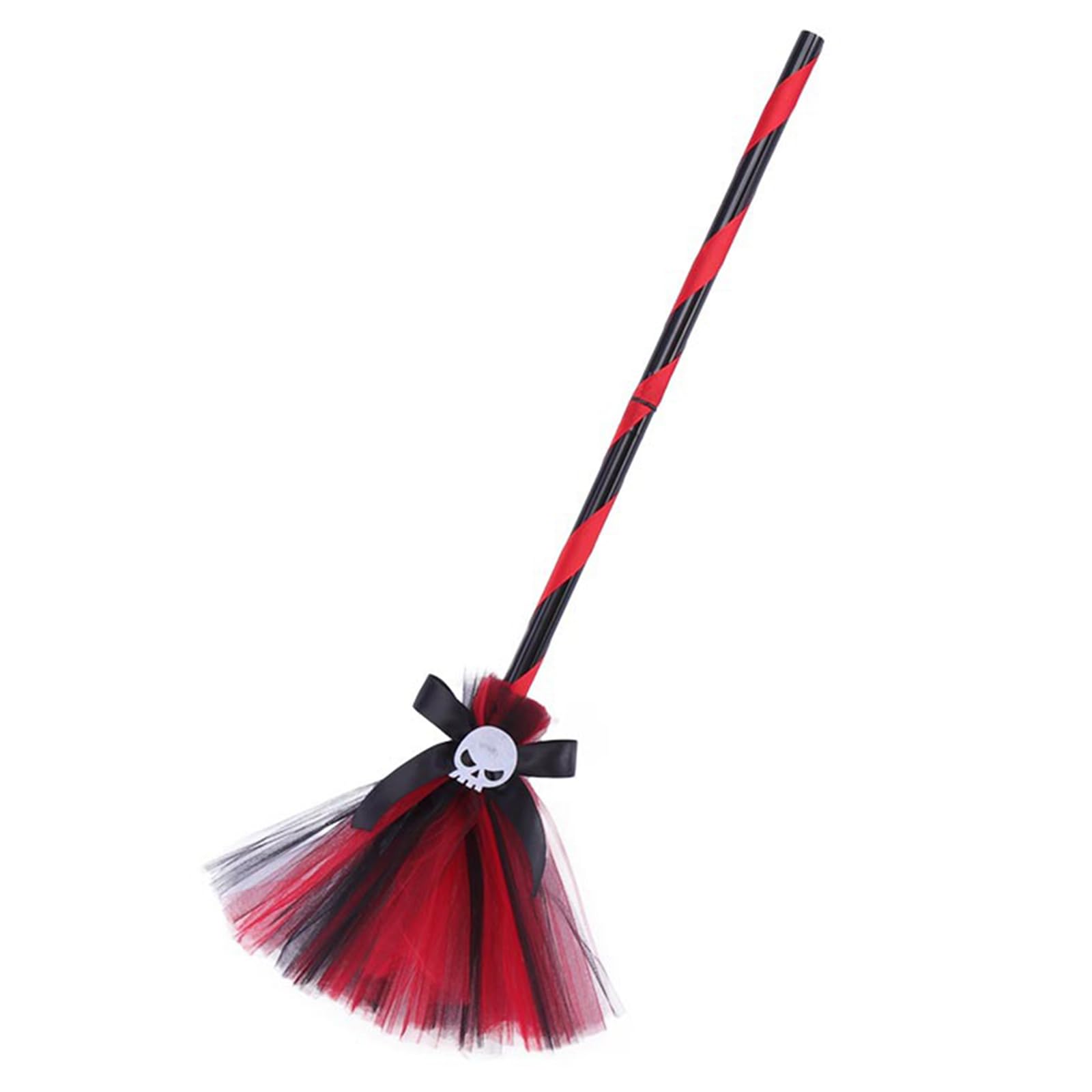 HzDazrl Women Halloween Witch Broom Ribbons Skeleton Witches Broomsticks Cosplay Party Costume Decoration for Adults (Red, S)