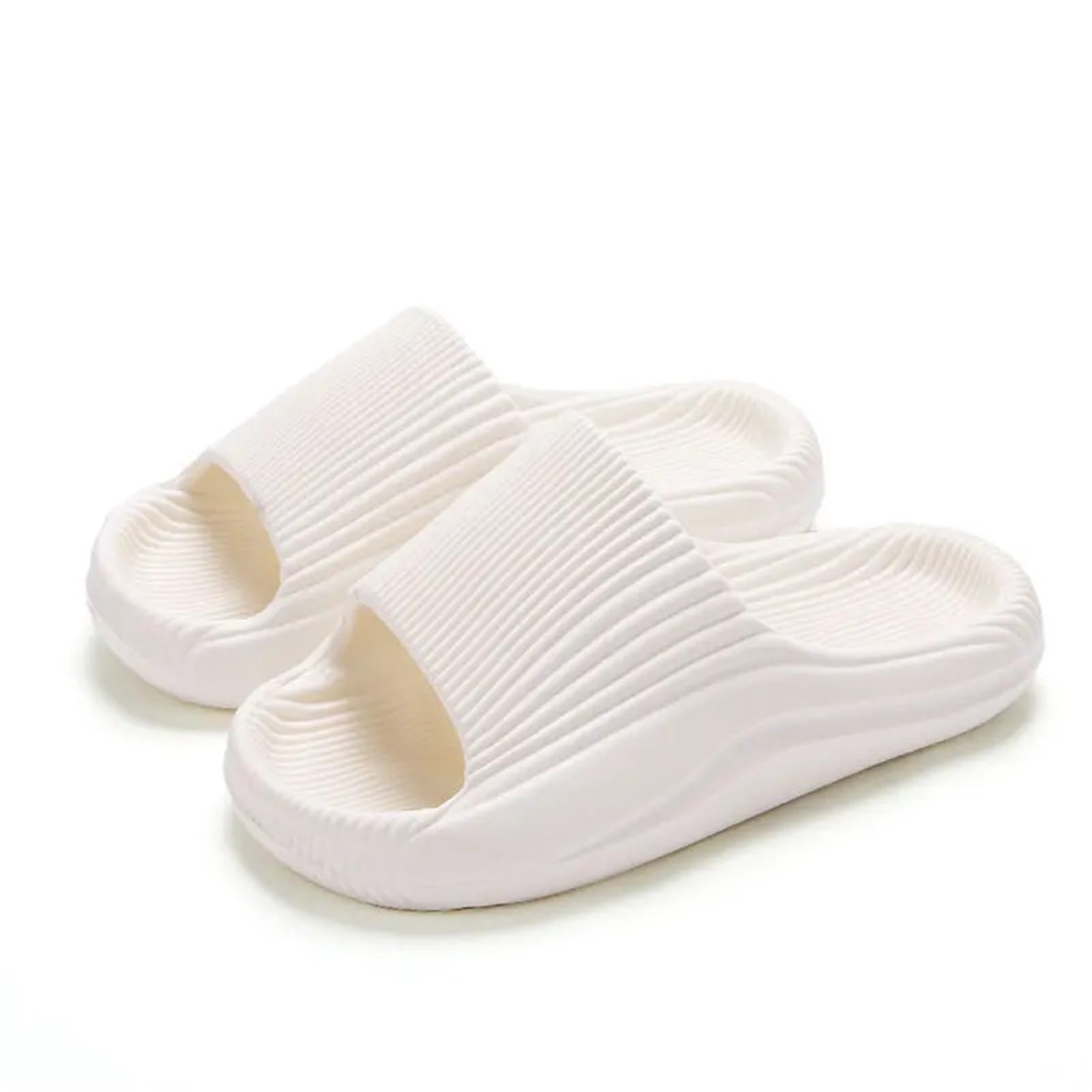 ERHTGUO Soft EVA Slippers For Women Flat Sole Women's Sandals Outdoor Casual Non-slip Beach Shoes Home Cozy(White,38-39)