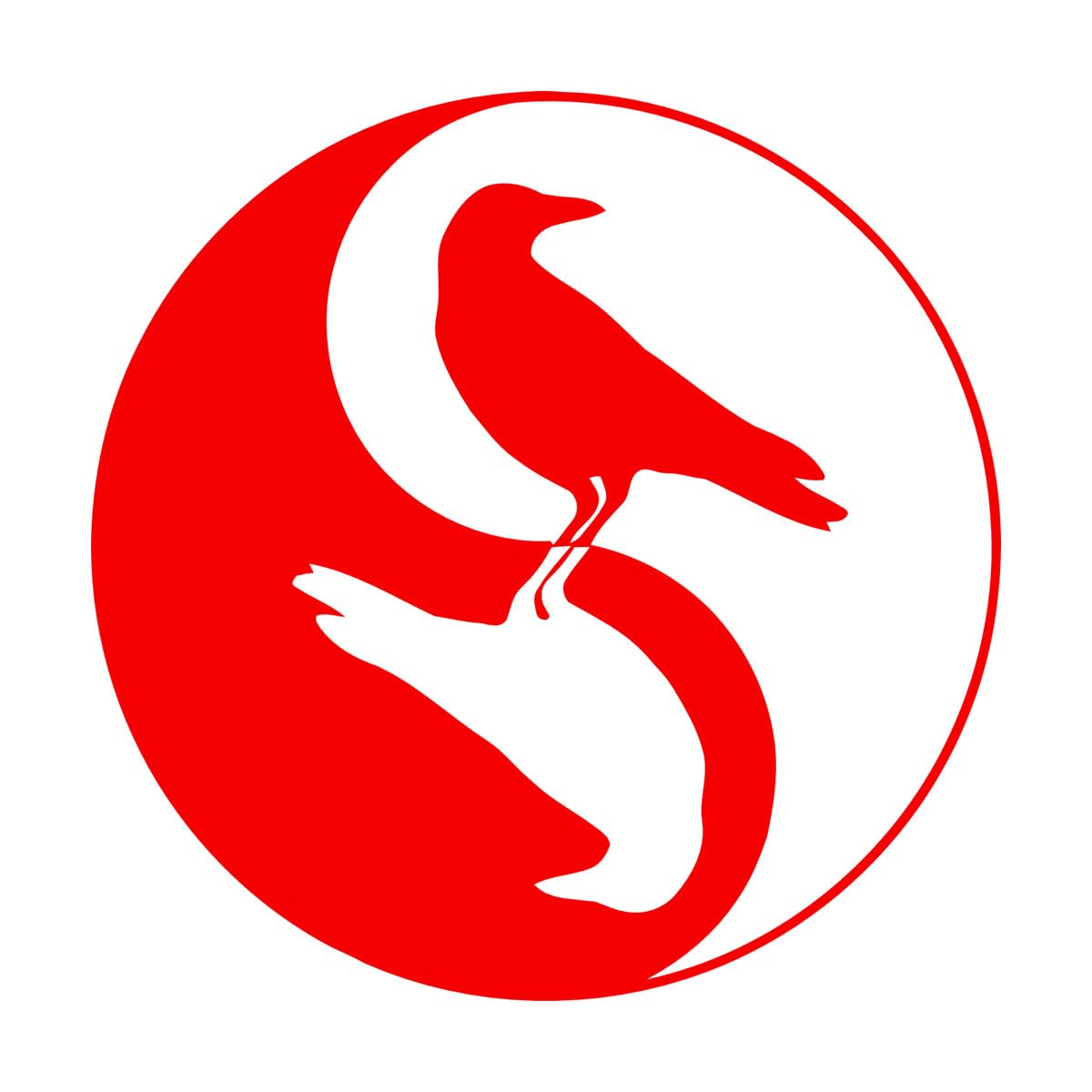 Engraving Stickers Birds Yin Yang and White Raven 54x54cm Multiple Size Options Large red