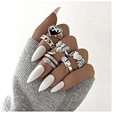 Squillare 5-6 PCS Gothic Silver Color Anello Set for Le Donne Uomo Costume estetico Punk Gioielli Chunky Vintage Gadget Vintage Squillare Donna (Color : 6 PCS, Size : China)