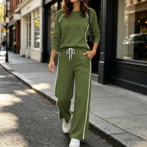 Sweatsuits For Women Crew Neck Casual Athleisure Loungewear Set Fall Daily - image 8