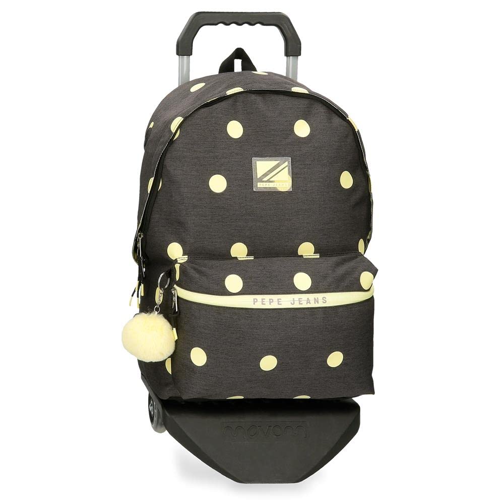 Pepe Jeans Leire Mochila Escolar con Carro Negro 31x44x17,5 cms Poliéster 20,46L