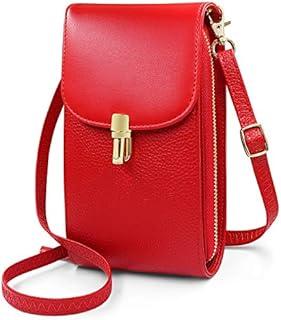 REETEE Women Crossbody Phone Bag Genuine Leather Phone Bags for Womens, Lightweight Small Cellphone Shoulder Bag Purse Wallet with Adjustable Shoulder Strap and 7 Card Slots (red)