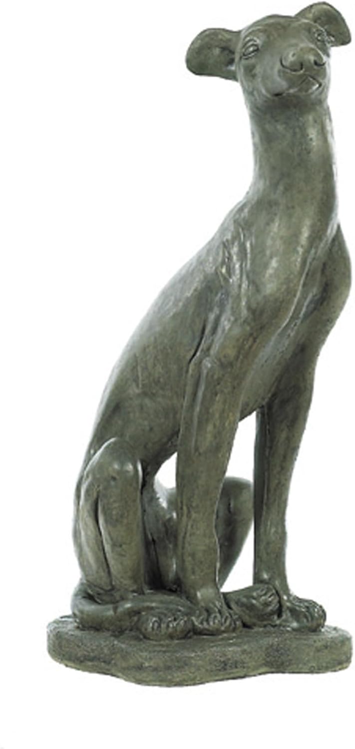Large Whippet Concrete Statue, 37" Tall, Pre Aged Color
