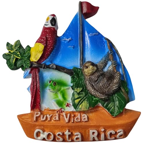 Pura Vida Costa Rica - Imán 3D para nevera, recuerdo de viaje, decoración magnética para nevera, colección artesanal