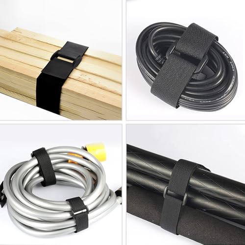 10m Klett Kabelbinder, 25mm Klettband band mit 50 Metallschnallen, verstellbare Befestigungskabelgurte, zuschneidbarer Cinch-Gurt, 2,5 cm breit (10m*25mm)
