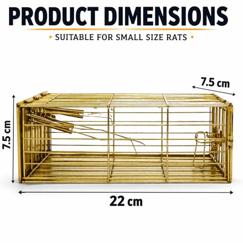 Image of PulGos Pack of 2 Mouse Trap Cage for Small & Large Rats |๐๐ฎ๐ฌ๐ญ๐ฉ๐ซ๐จ๐จ๐ Metal Catch & Release Trapper |Heavy Duty Iron Rat Trap (Chuha Pinjara) |Durable Rodent Cage for Home, Kitchen & Office Use