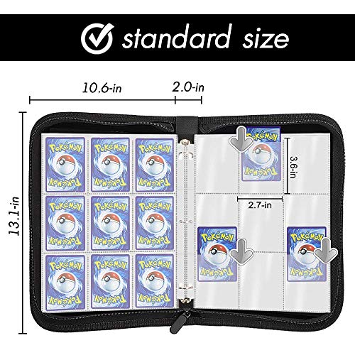 POKONBOY 720 Pockets Baseball Card Binder Sleeves, Trading Card Binder Holder Compatible with Pokemen, Football and Sports Cards (Black) - Thumbnail 2