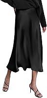 Zeagoo Women's Satin High Waist Midi Skirt - Elegant Slim-Fit Party Skirt for Casual & Occasions, Multiple Colors
