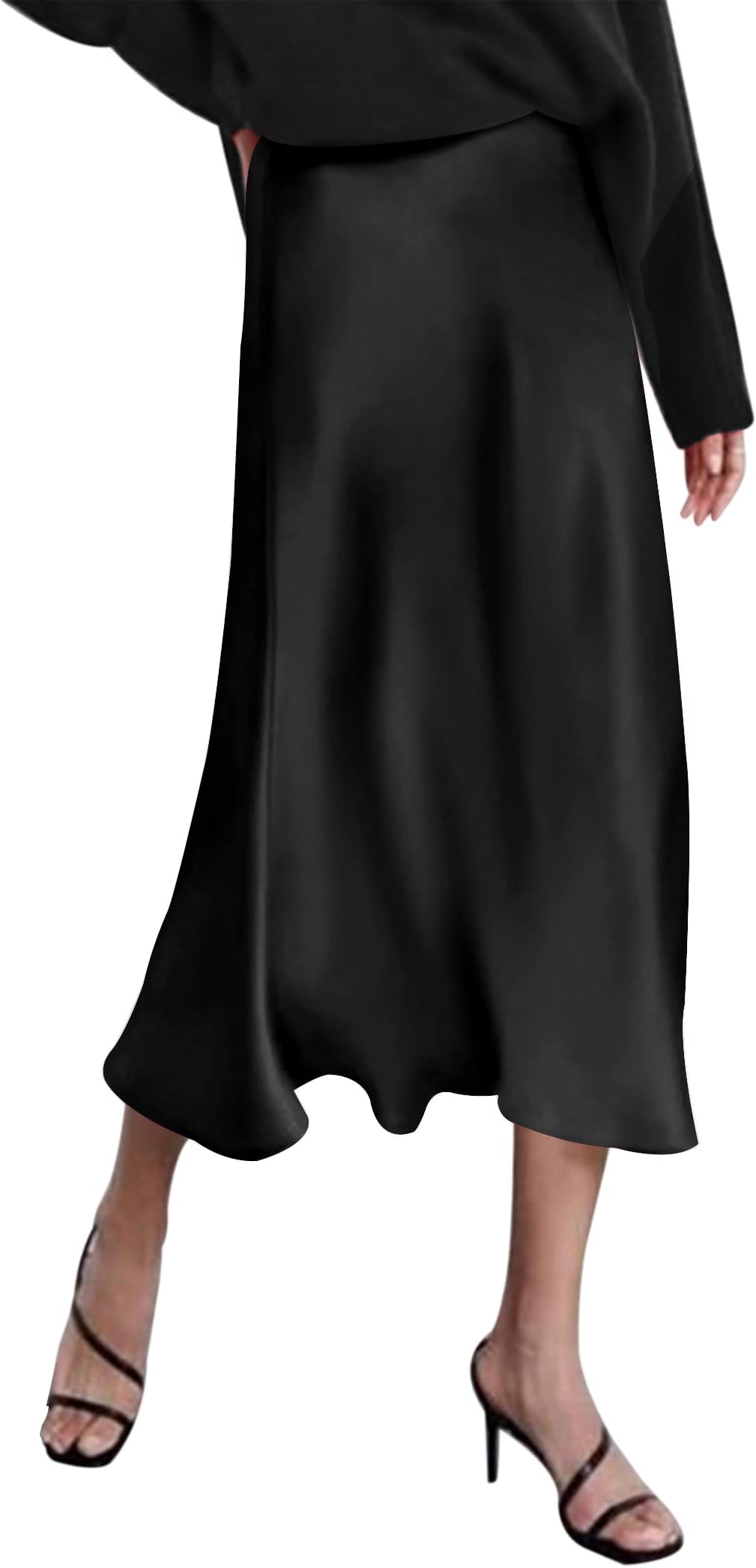 Skirts for Women High Waist Skirt Elegant Midi Skirt Satin