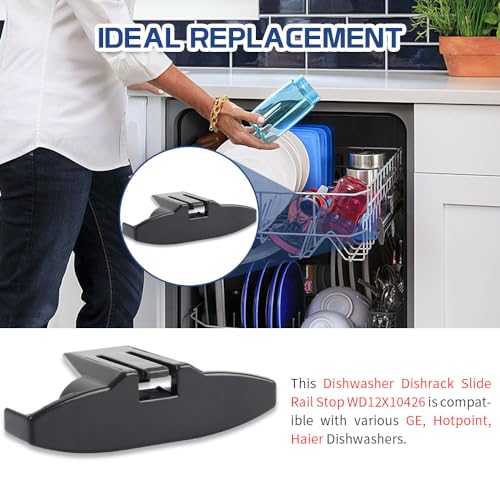 image for KOZHOM [Upgraded] 2Pcs WD12X10426 Dishwasher Upper Dishrack Slide Rail