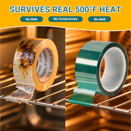 Image of Resin Tape for Epoxy Resin Molding - 2 inch x110' for High Temp Resin Tape | 500F Heat Resistant, Green Silicone Adhesive | DIY & Powder Coating - 2 Pack