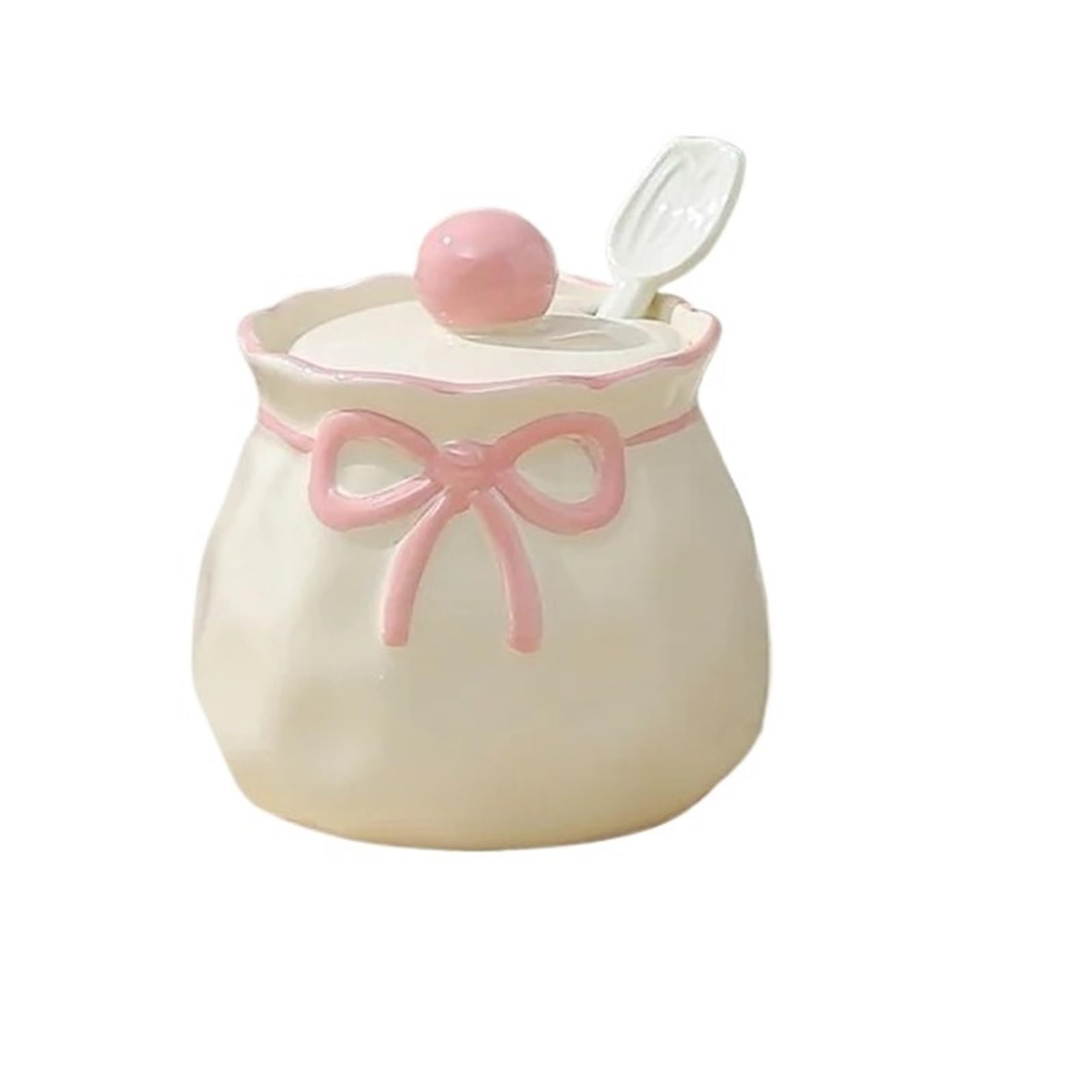 Tarro de ceramica con lazo para sal y especias | Para condimentos solidos, recipiente de cocina, 30*12*15cm, 900g(Pink Blue Red)