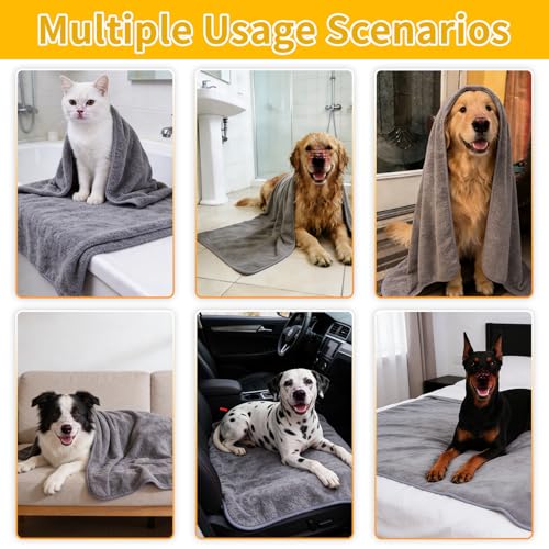 Image of 4PCS Dog washing kit,Dog Bath Brush | Dog Washing Gloves | Microfiber Large dog towel 56'' X 28'',Very suitable for bathing, swimming, outdoor activities, and camping for large and medium-sized dogs.
