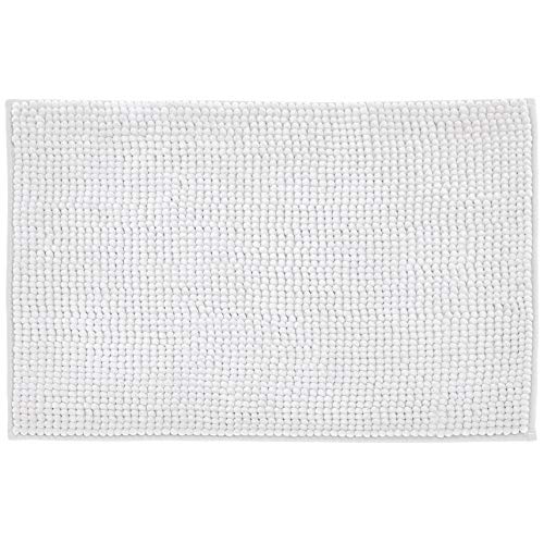 AmazonBasics Chenille Loop Memory Foam Bath Mat, White, 50 x 80 cm