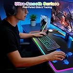 XXL RGB LED Gaming Mouse Pad with Magnetic Wireless Charger & Foldable Phone Holder, 31.5"x15.8" Extended Ultra-Smooth Desk Mat, 25 Lighting Effects, Non-Slip Base, Includes 20W PD Adapter - Image 4
