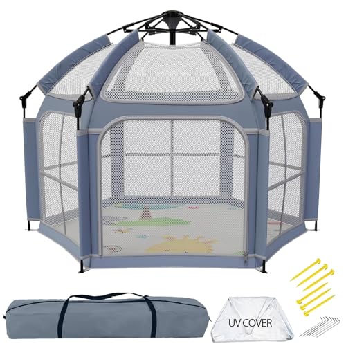 Laufstall Baby Faltbar Mit Baldachin - Sofort Aufstellbarer, Tragbarer Laufstall Mit Matte, Leichter, Playpen Für Drinnen Und Draußen, Ideal Für Strand, Camping Und Reisen