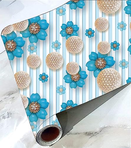 Image of CABANA HOMES PVC Self-Adhesive Wallpaper, 3D Flower Design, 45 x 125 cm, 2 Rolls (12 sq. ft), Made in India