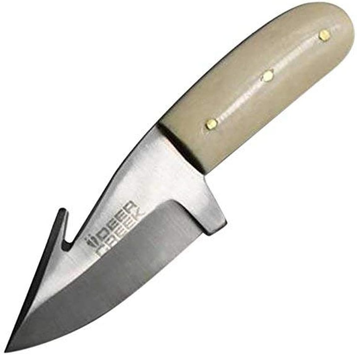 Rex Distributors DC-5251-BNS 5Deercreek Short Skinner White Bone Handle Silver Blade with Leather Sheath Knife