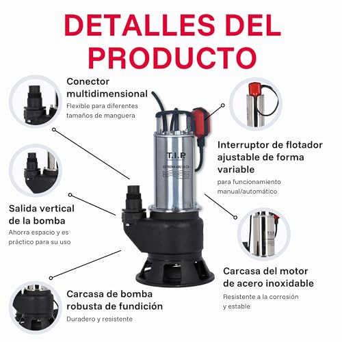 Foto von T.I.P. Extrema 600/14 CX Edelstahl Schmutzwasser Tauchpumpe - Baupumpe mit 36.000l/h Leistung, Wasserdicht, Robust für Flüssigkeit bis 95°C, 30194