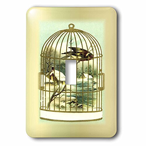 Oiseau dans une cage dorée plaque de salon romantique 3dRose lsp_54119_1 - 2