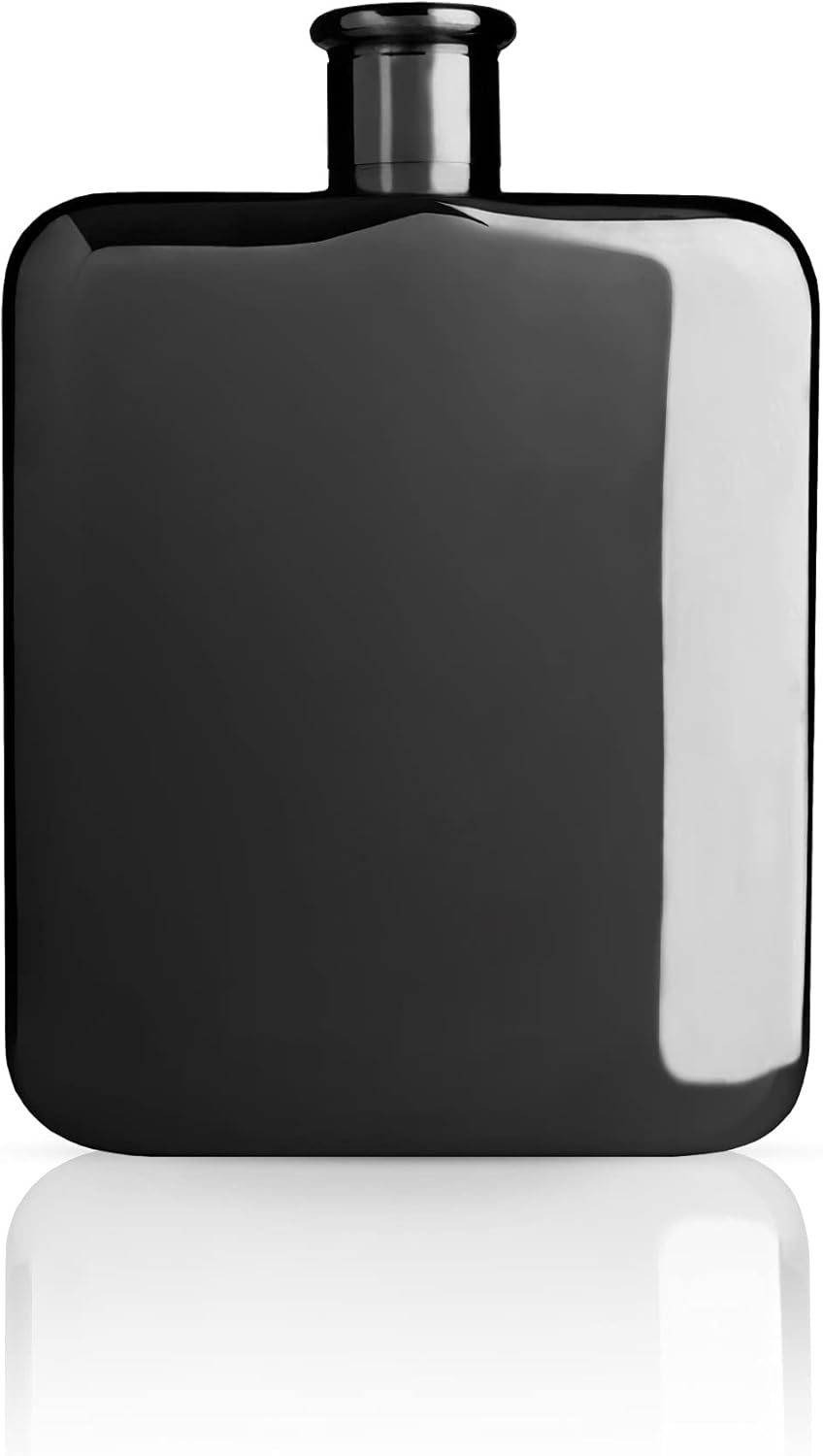 Viski Stainless Steel Pocket Hip Flask for Men and Women, Polished Gunmetal Finish, Sleek and Modern Design, Leakproof Liquor Flask for Whiskey, Vodka, Tequila, Travel, Outdoor Party, 6 oz, Set of 1
