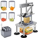 French Fry Cutter, Goldtree Commercial Vegetable Chopper Professional Stainless Steel Potato Cutter Onion Dicer With 4 Replacement Blades for Tomatoes Fruit Carrots Cucumbers