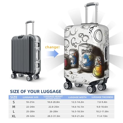 Travel Luggage Cover Graffiti on various objects Suitcase Protector Elastic Washable Stretch Suitcase Protector Anti-Scratch Travel Suitcase Cover Fit 18-32 Inch Luggage2