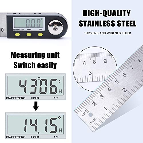 Yangoutool Digital Angle Ruler 20Inches/500Mm Stainless Steel Digital Angle Finder And Protractor Large Gauge Precision Measuring Tool For Woodworking Metalworking And Construction #TOP5