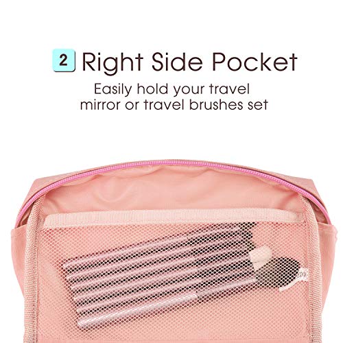 Large Vegan Leather Makeup Bag Zipper Pouch Travel Cosmetic Organizer for Women and Girls (Large, Orange) - Image 6